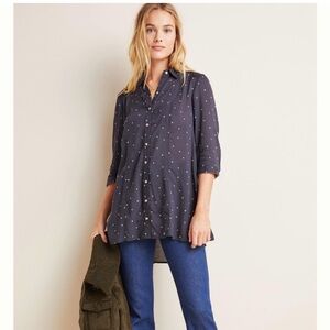 Maeve Anthropologie Monika Polka Dot Tunic Top Size XL